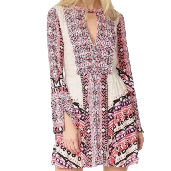 FREE PEOPLE Tegan Border Printed Mini Dress Size 0 - Picture 3 of 4